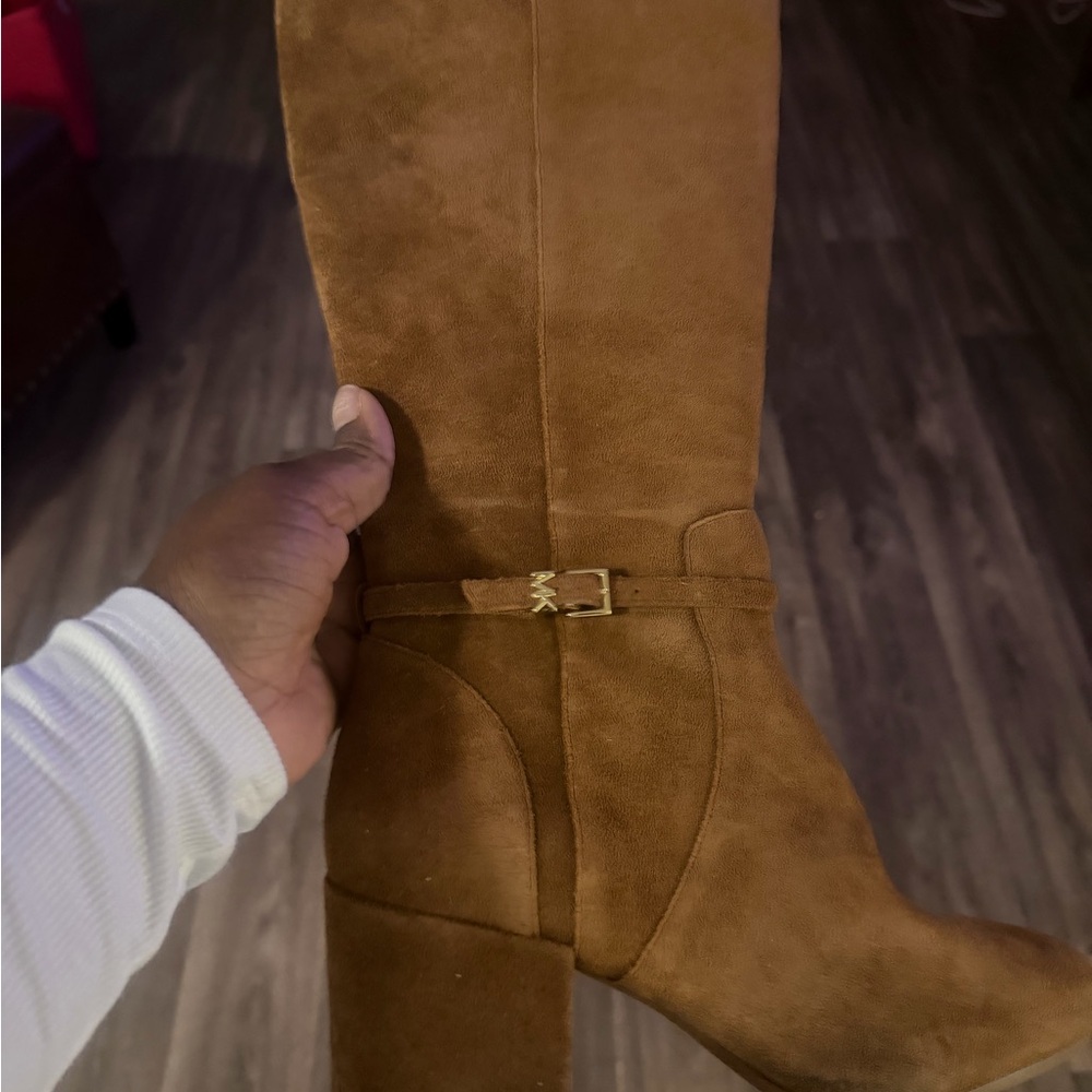 Brown Suede Knee-High Boots